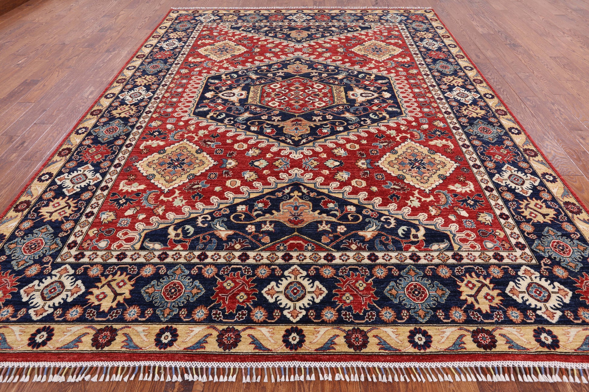 Red Fine Serapi Hand Knotted Area Rug - 9' 2" X 11' 10" - Golden Nile