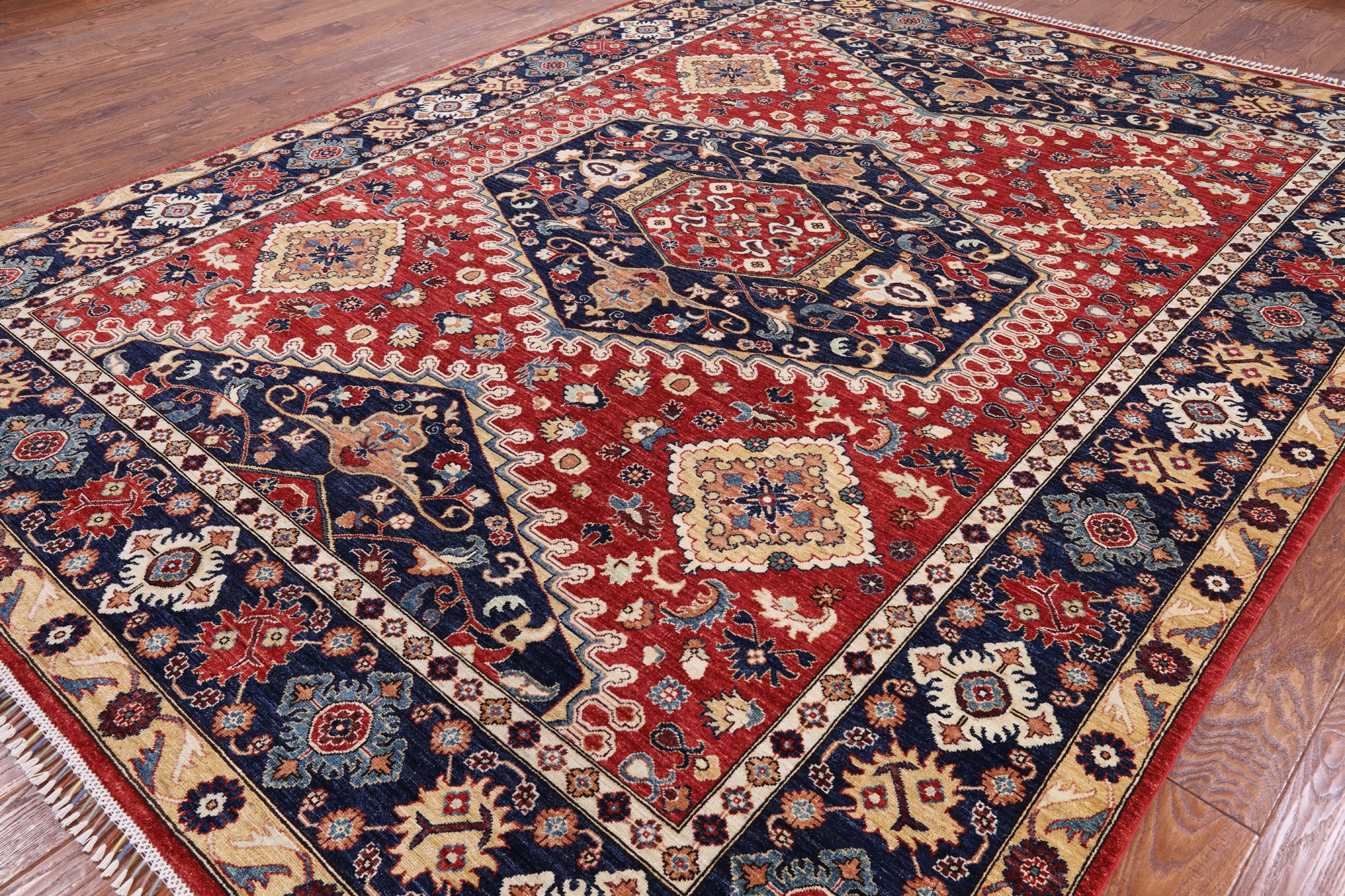 Red Fine Serapi Hand Knotted Area Rug - 9' 2" X 11' 10" - Golden Nile