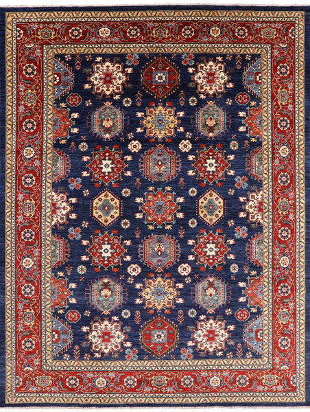 Blue Fine Serapi Hand Knotted Wool Area Rug - 9' 1" X 11' 8" - Golden Nile