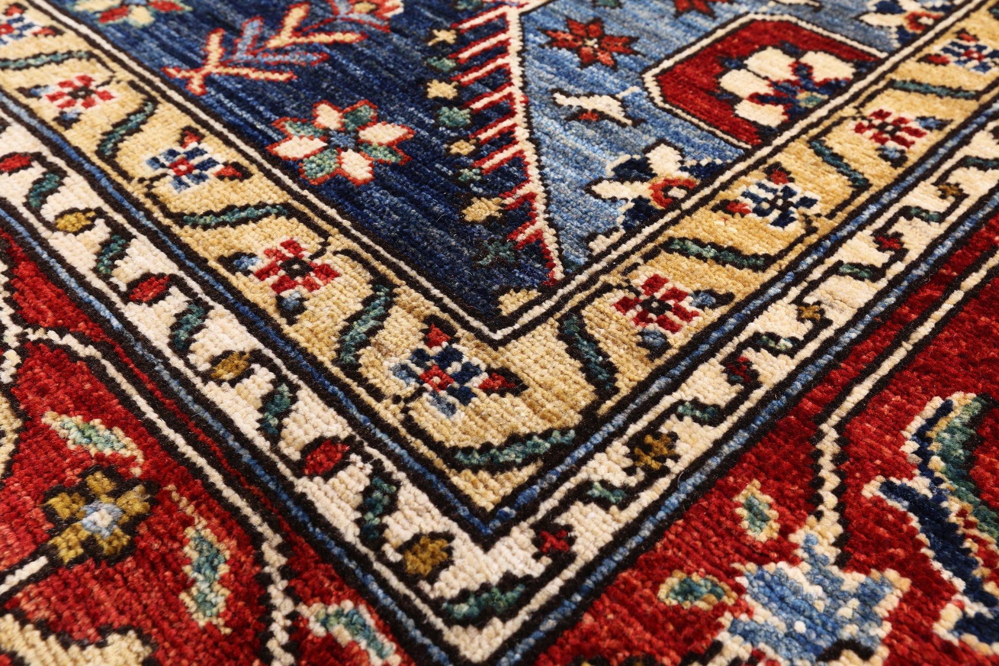 Blue Fine Serapi Hand Knotted Wool Area Rug - 9' 1" X 11' 8" - Golden Nile