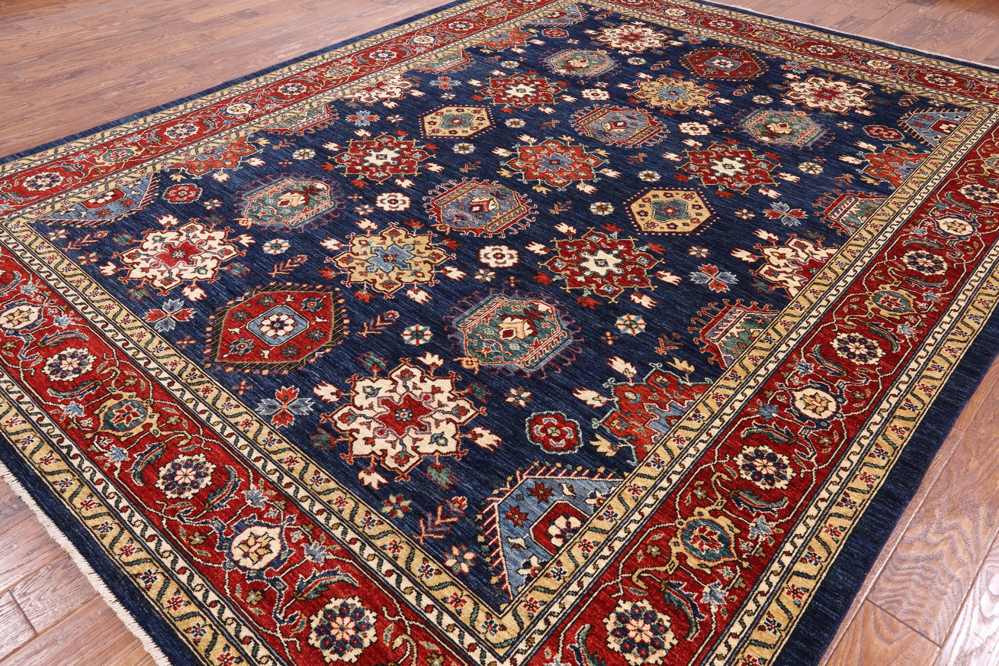 Blue Fine Serapi Hand Knotted Wool Area Rug - 9' 1" X 11' 8" - Golden Nile
