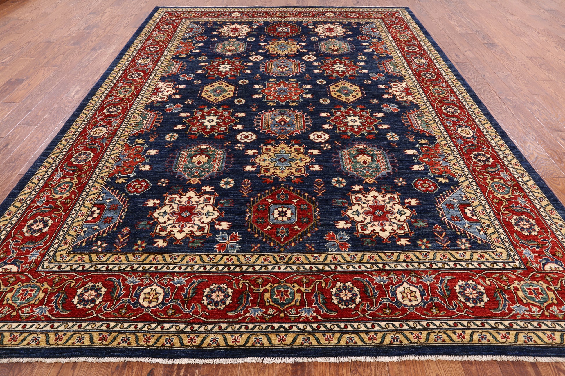 Blue Fine Serapi Hand Knotted Wool Area Rug - 9' 1" X 11' 8" - Golden Nile