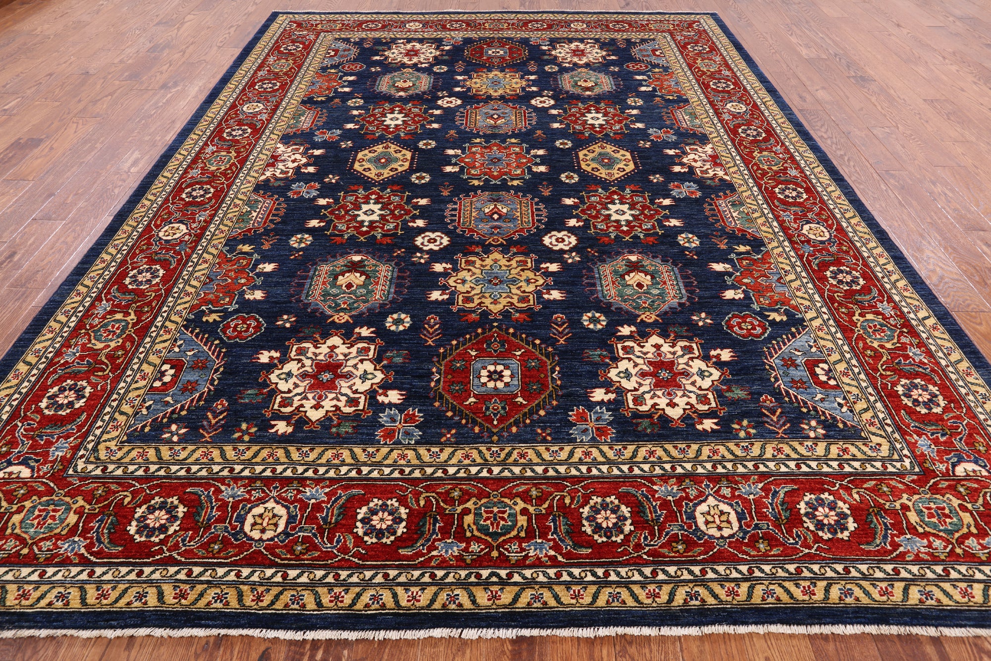 Blue Fine Serapi Hand Knotted Wool Area Rug - 9' 1" X 11' 8" - Golden Nile
