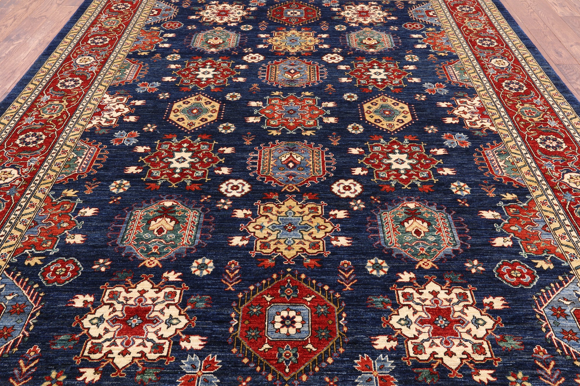 Blue Fine Serapi Hand Knotted Wool Area Rug - 9' 1" X 11' 8" - Golden Nile