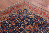 Blue Fine Serapi Hand Knotted Wool Area Rug - 9' 1" X 11' 9" - Golden Nile