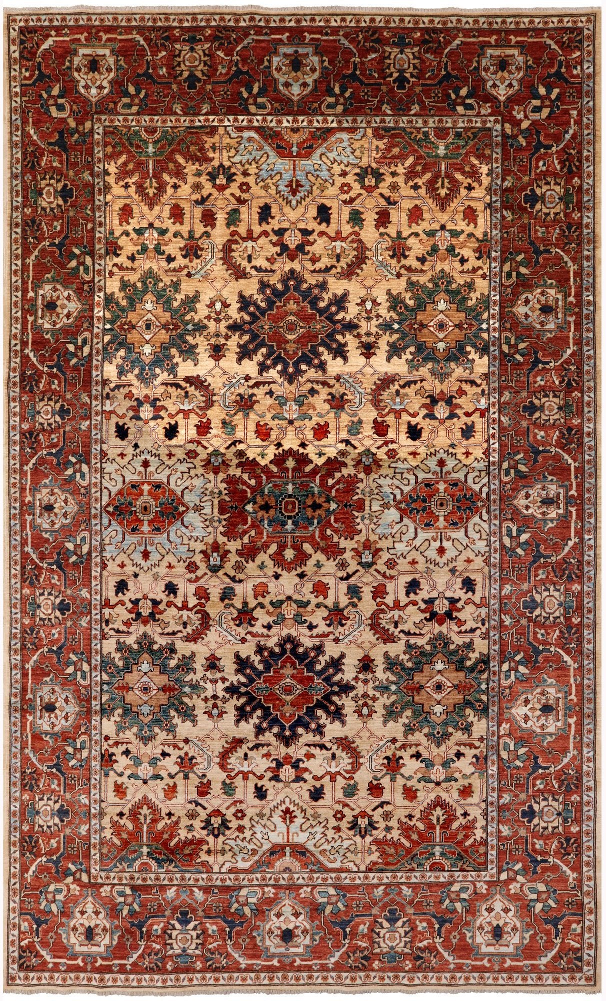 Fine Serapi Hand Knotted Wool Rug - 9' 0" X 14' 10" - Golden Nile