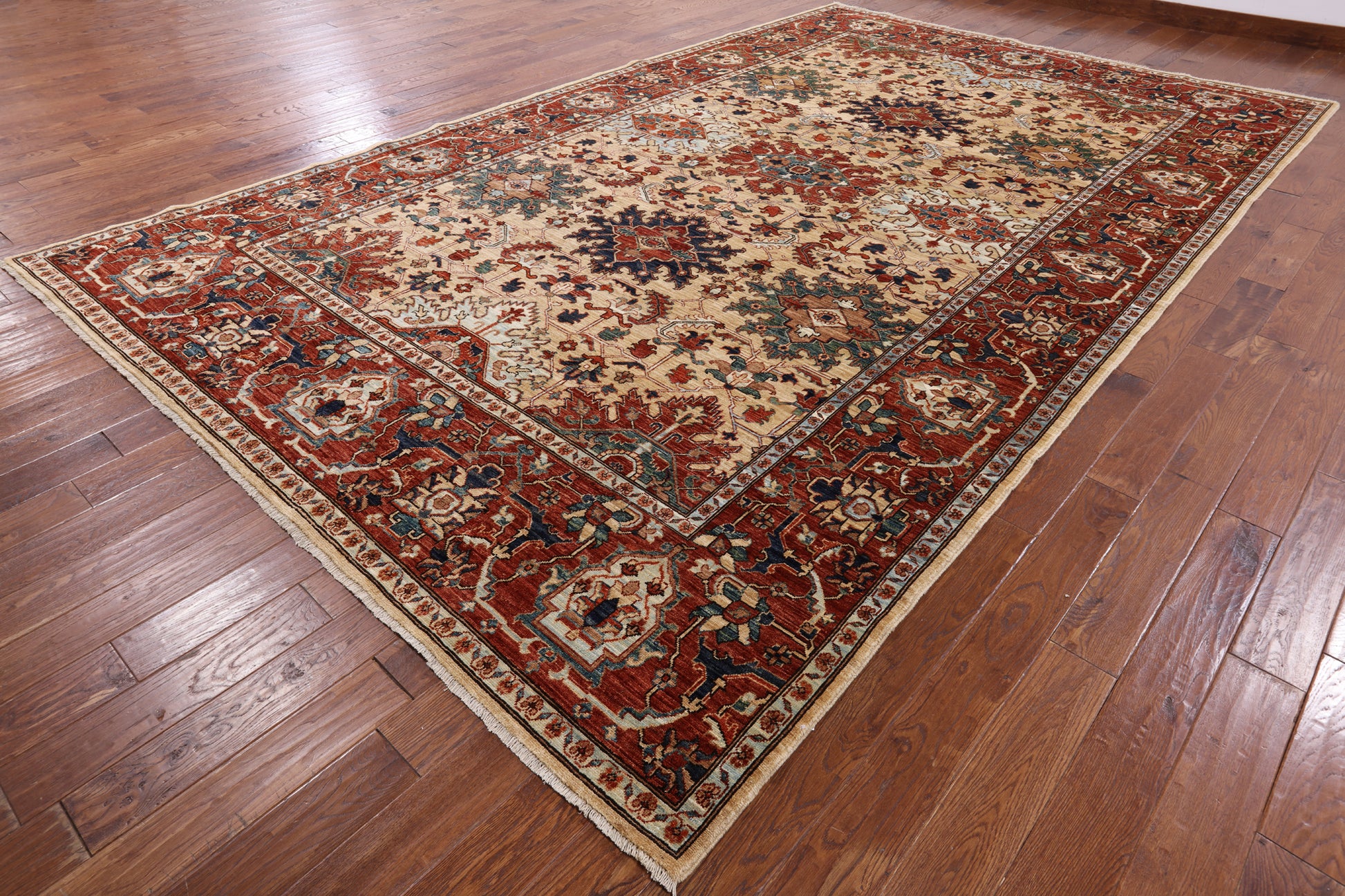 Fine Serapi Hand Knotted Wool Rug - 9' 0" X 14' 10" - Golden Nile