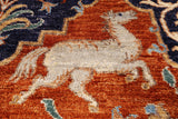 Orange Fine Serapi Hand Knotted Wool Area Rug - 8' 11" X 12' 2" - Golden Nile
