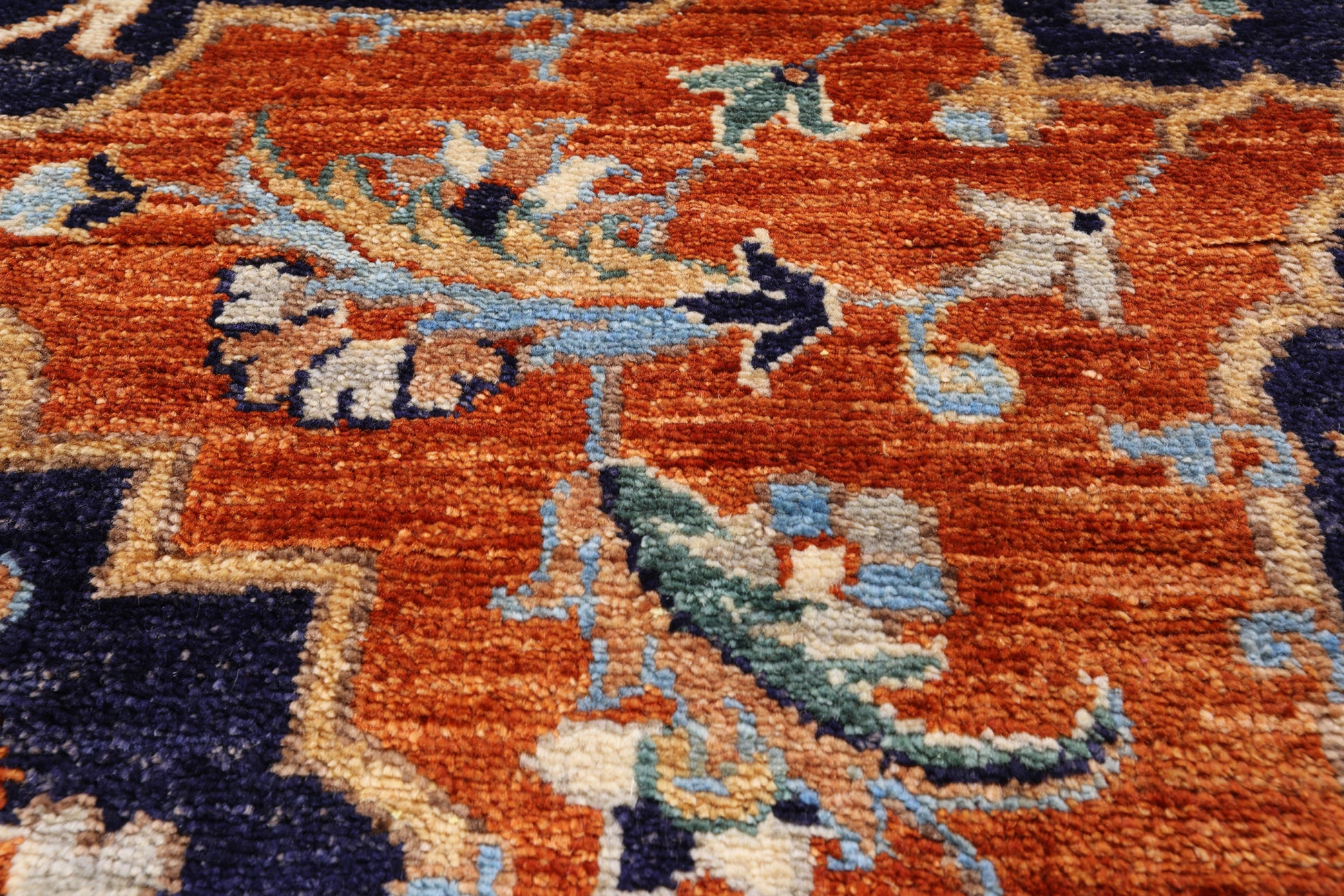 Orange Fine Serapi Hand Knotted Wool Area Rug - 8' 11" X 12' 2" - Golden Nile