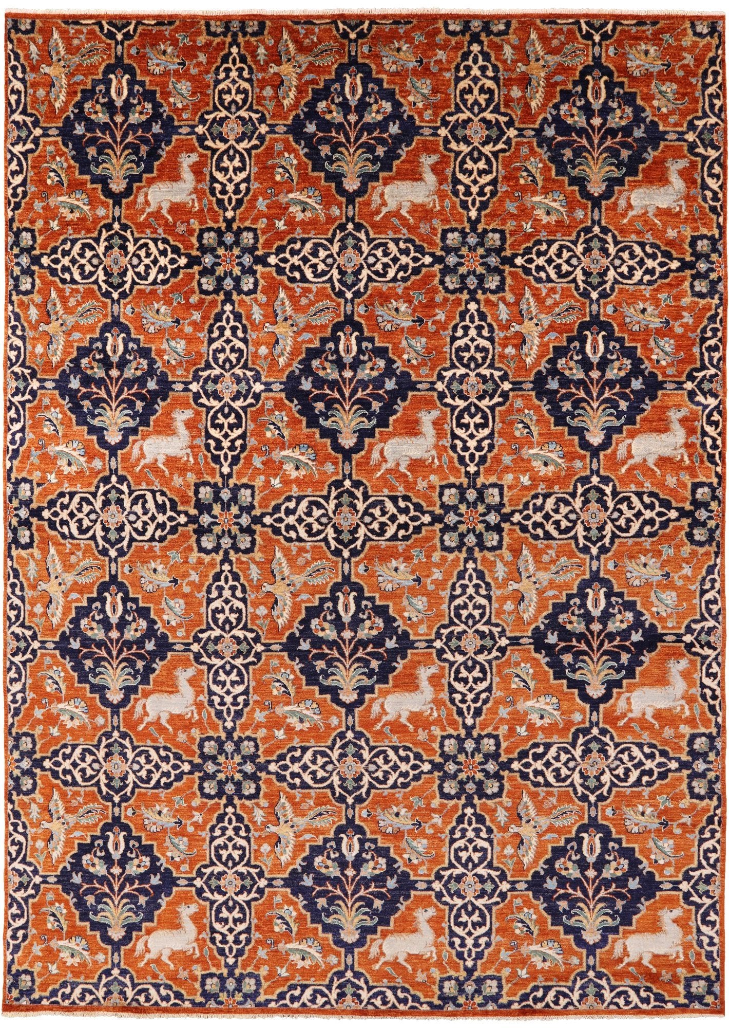 Orange Fine Serapi Hand Knotted Wool Area Rug - 8' 11" X 12' 2" - Golden Nile