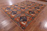 Orange Fine Serapi Hand Knotted Wool Area Rug - 8' 11" X 12' 2" - Golden Nile