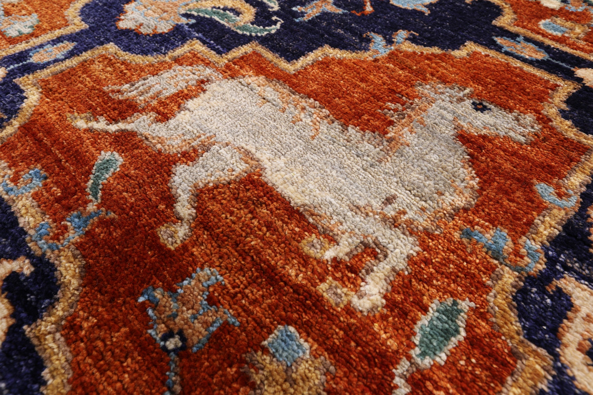Orange Fine Serapi Hand Knotted Wool Area Rug - 8' 11" X 12' 2" - Golden Nile