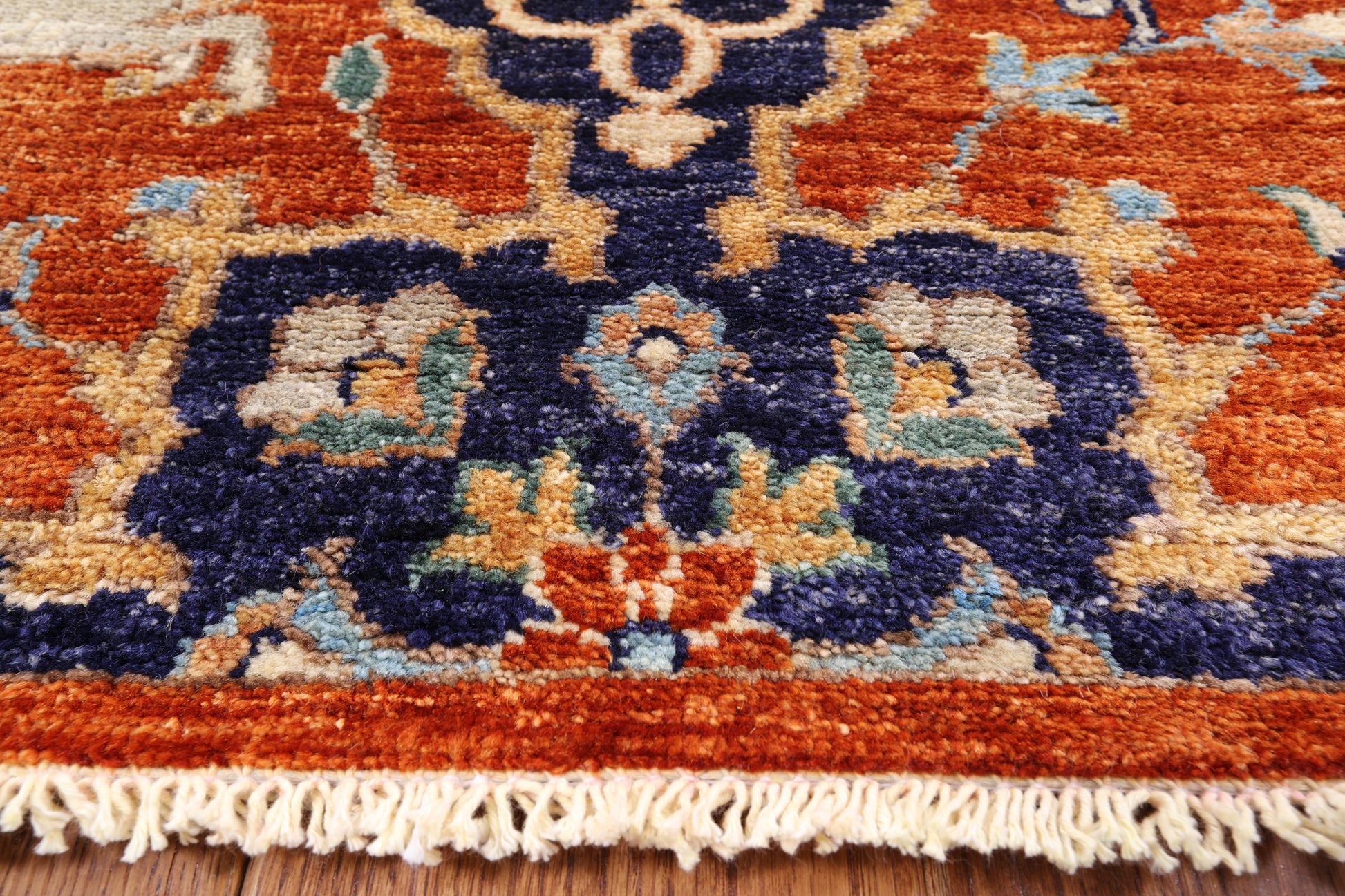 Orange Fine Serapi Hand Knotted Wool Area Rug - 8' 11" X 12' 2" - Golden Nile