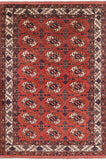 Red Ersari Handmade Wool Area Rug - 6' 7" X 9' 7" - Golden Nile