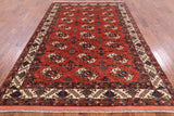 Red Ersari Handmade Wool Area Rug - 6' 7" X 9' 7" - Golden Nile