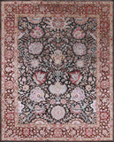 Grey Pure Silk With Oxidized Wool Hand Knotted Area Rug - 7' 11" X 10' - Golden Nile