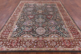 Grey Pure Silk With Oxidized Wool Hand Knotted Area Rug - 7' 11" X 10' - Golden Nile