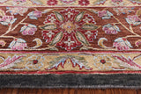 Grey Pure Silk With Oxidized Wool Hand Knotted Area Rug - 7' 11" X 10' - Golden Nile