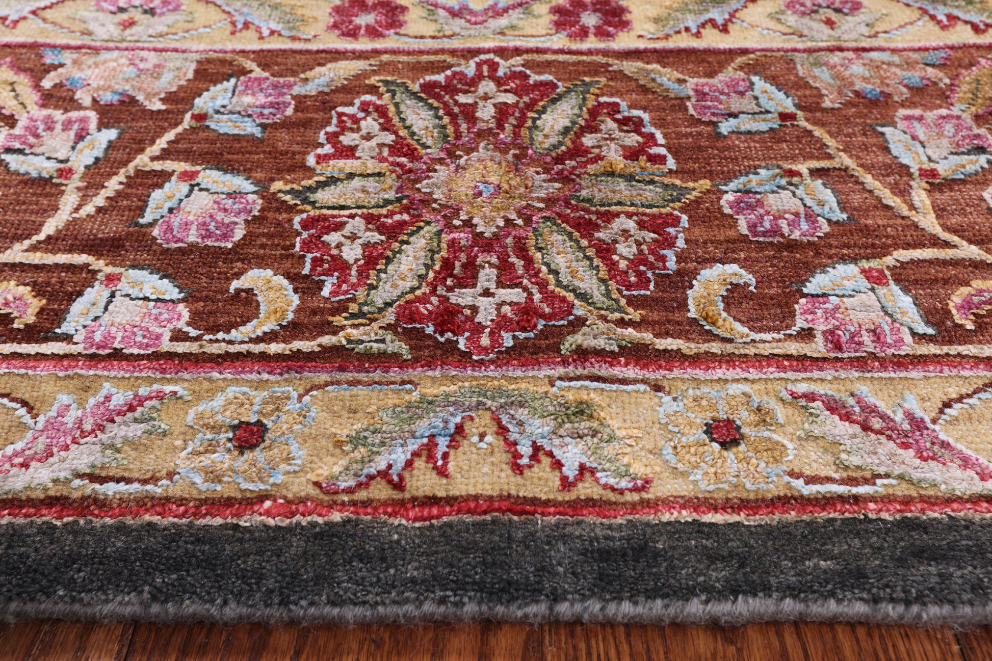 Grey Pure Silk With Oxidized Wool Hand Knotted Area Rug - 7' 11" X 10' - Golden Nile