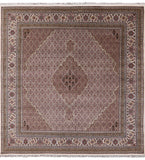 Ivory Square Bijar Hand Knotted Wool & Silk Rug - 9' 9" X 10' 1" - Golden Nile