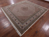 Ivory Square Bijar Hand Knotted Wool & Silk Rug - 9' 9" X 10' 1" - Golden Nile