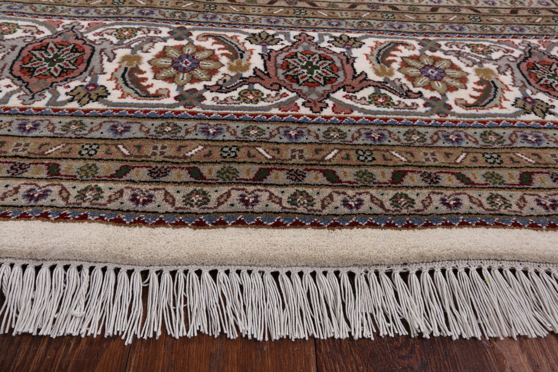 Ivory Square Bijar Hand Knotted Wool & Silk Rug - 9' 9" X 10' 1" - Golden Nile