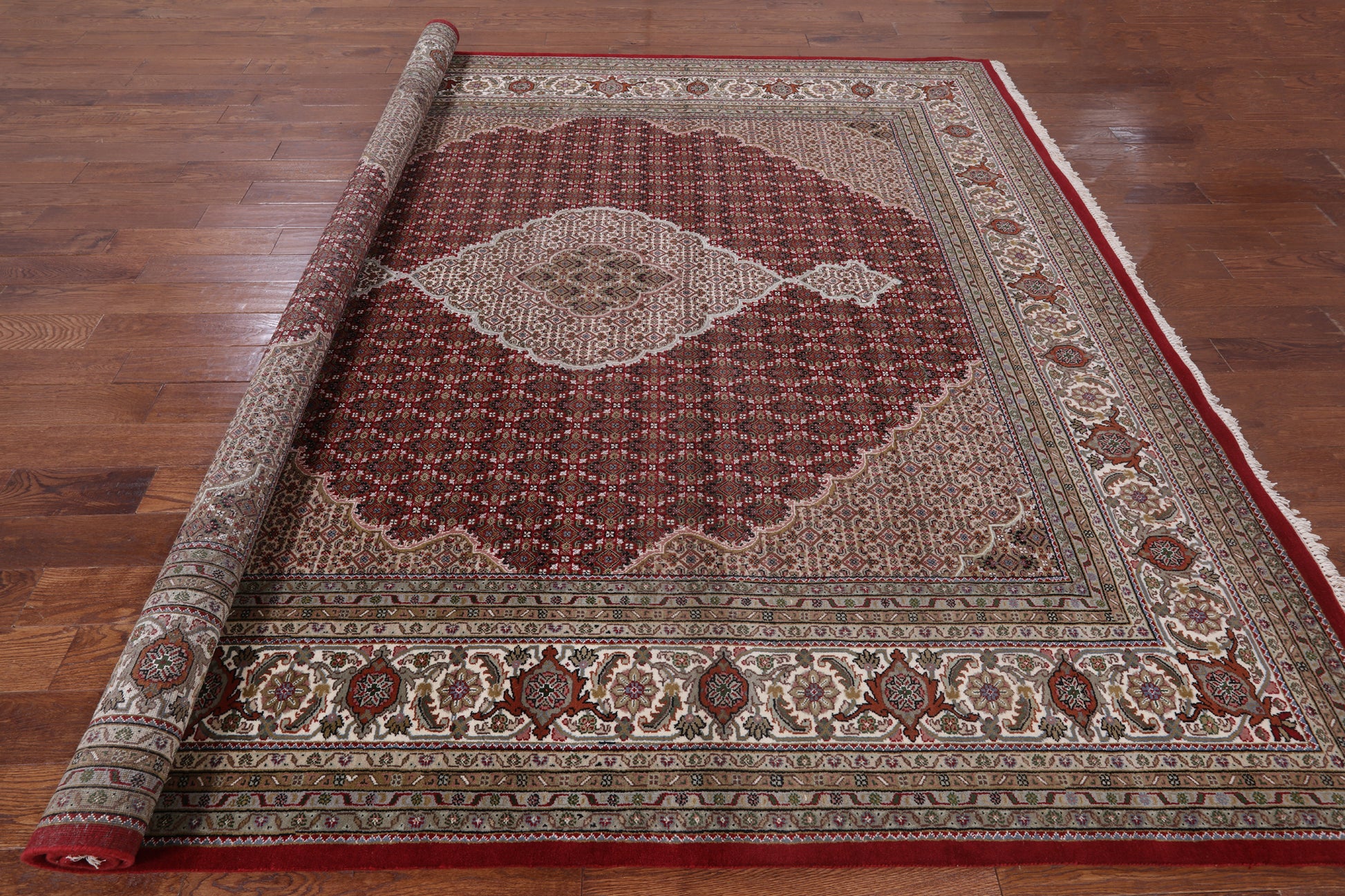 Square Bijar Handmade Wool & Silk Rug - 9' 7" X 9' 11" - Golden Nile