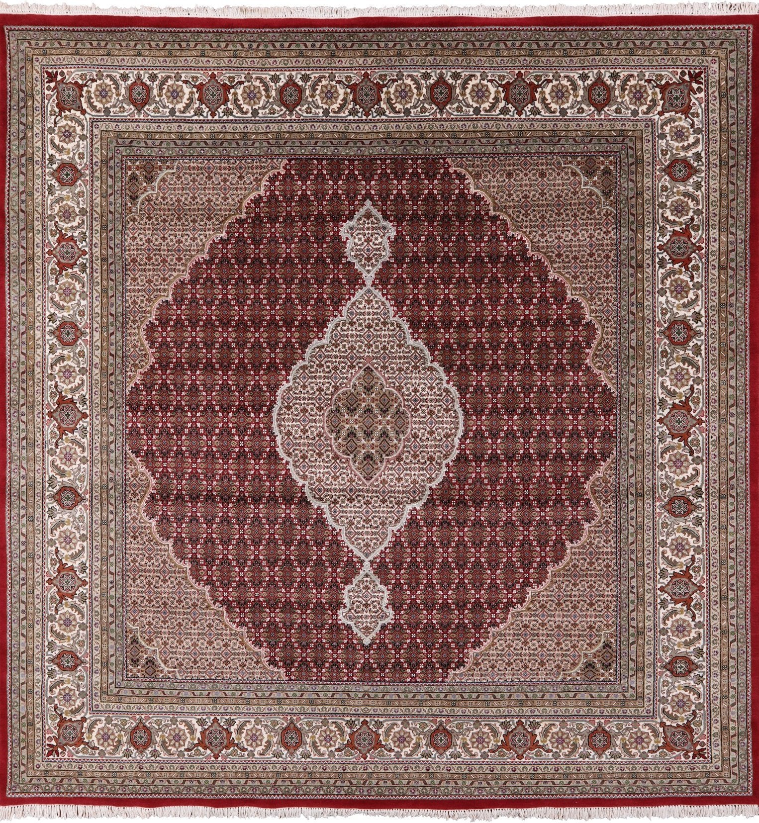Square Bijar Handmade Wool & Silk Rug - 9' 7" X 9' 11" - Golden Nile