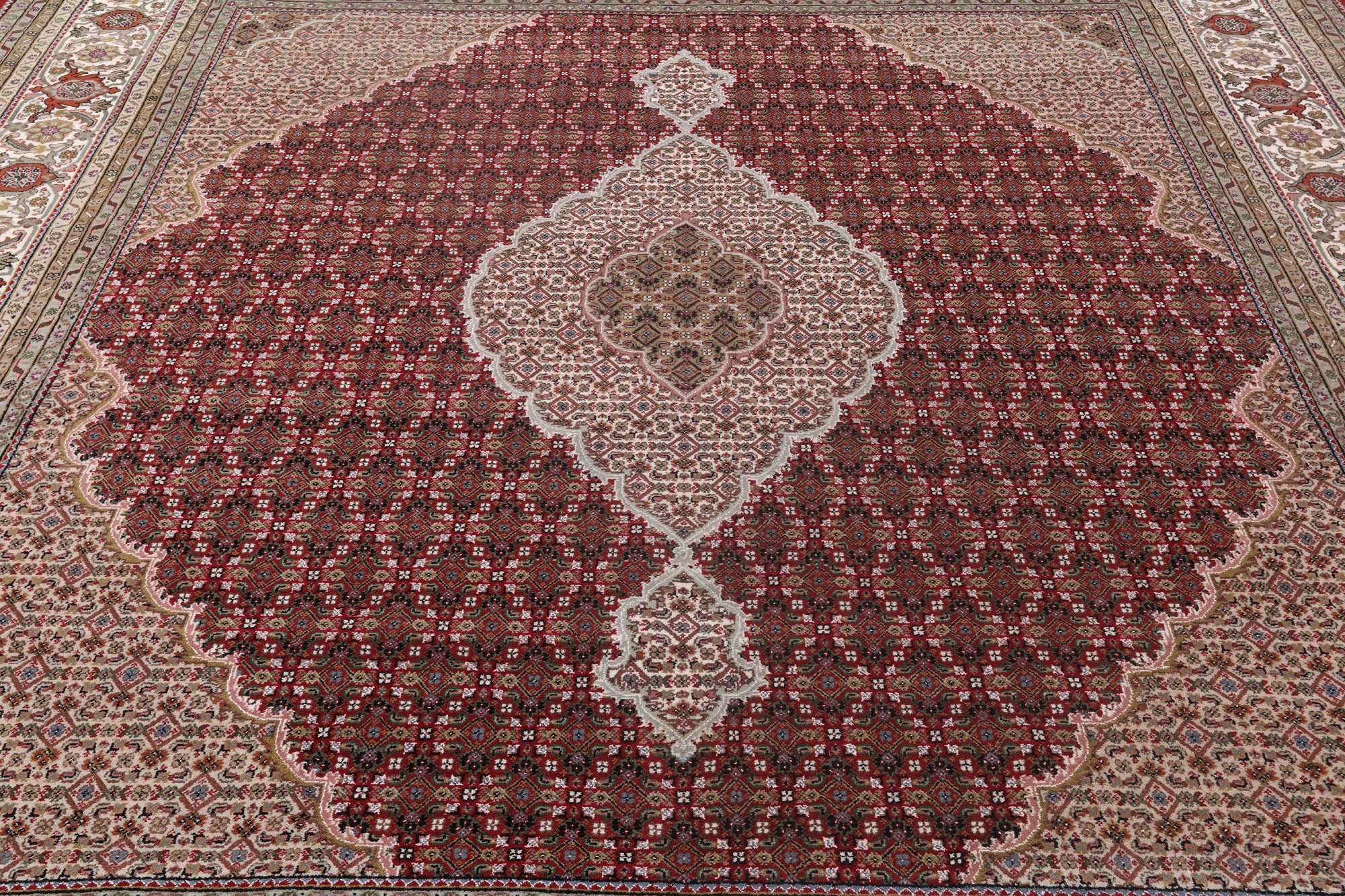 Square Bijar Handmade Wool & Silk Rug - 9' 7" X 9' 11" - Golden Nile