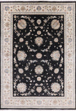 Black Peshawar Hand Knotted Wool Area Rug - 9' 11" X 14' 0" - Golden Nile