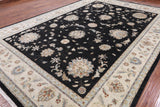 Black Peshawar Hand Knotted Wool Area Rug - 9' 11" X 14' 0" - Golden Nile
