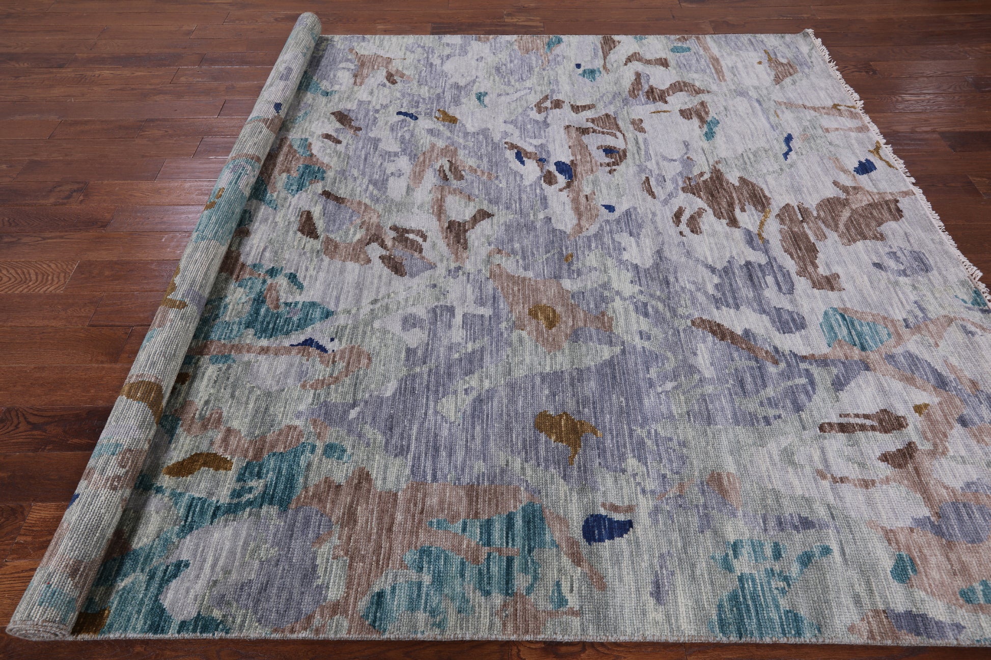 Contemporary Hand Knotted Wool Area Rug - 8' 1" X 9' 11" - Golden Nile
