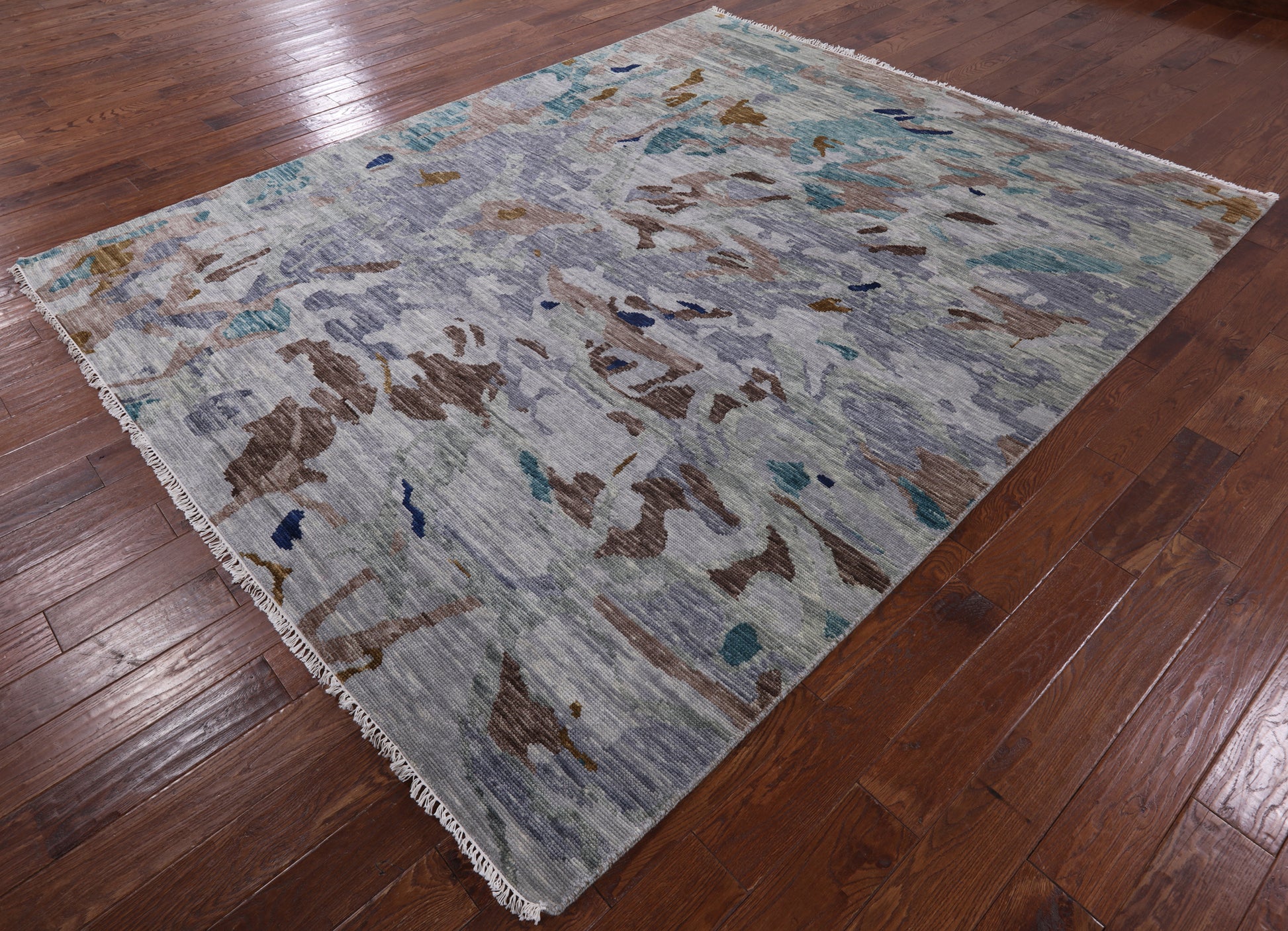 Contemporary Hand Knotted Wool Area Rug - 8' 1" X 9' 11" - Golden Nile