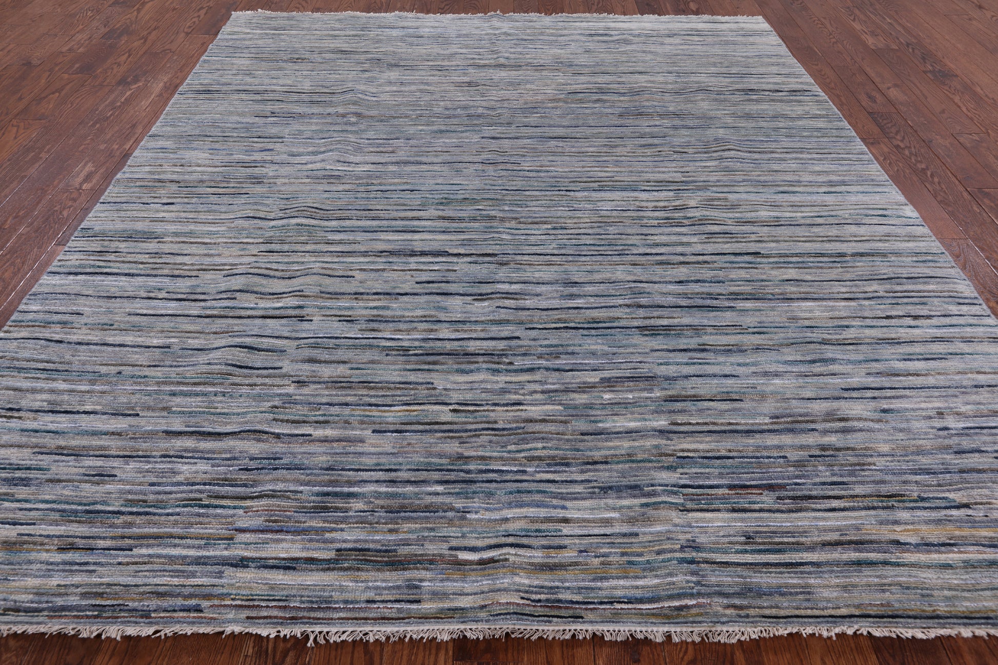 Modern Hand Knotted Wool & Silk Area Rug - 8' 10" X 9' 10" - Golden Nile