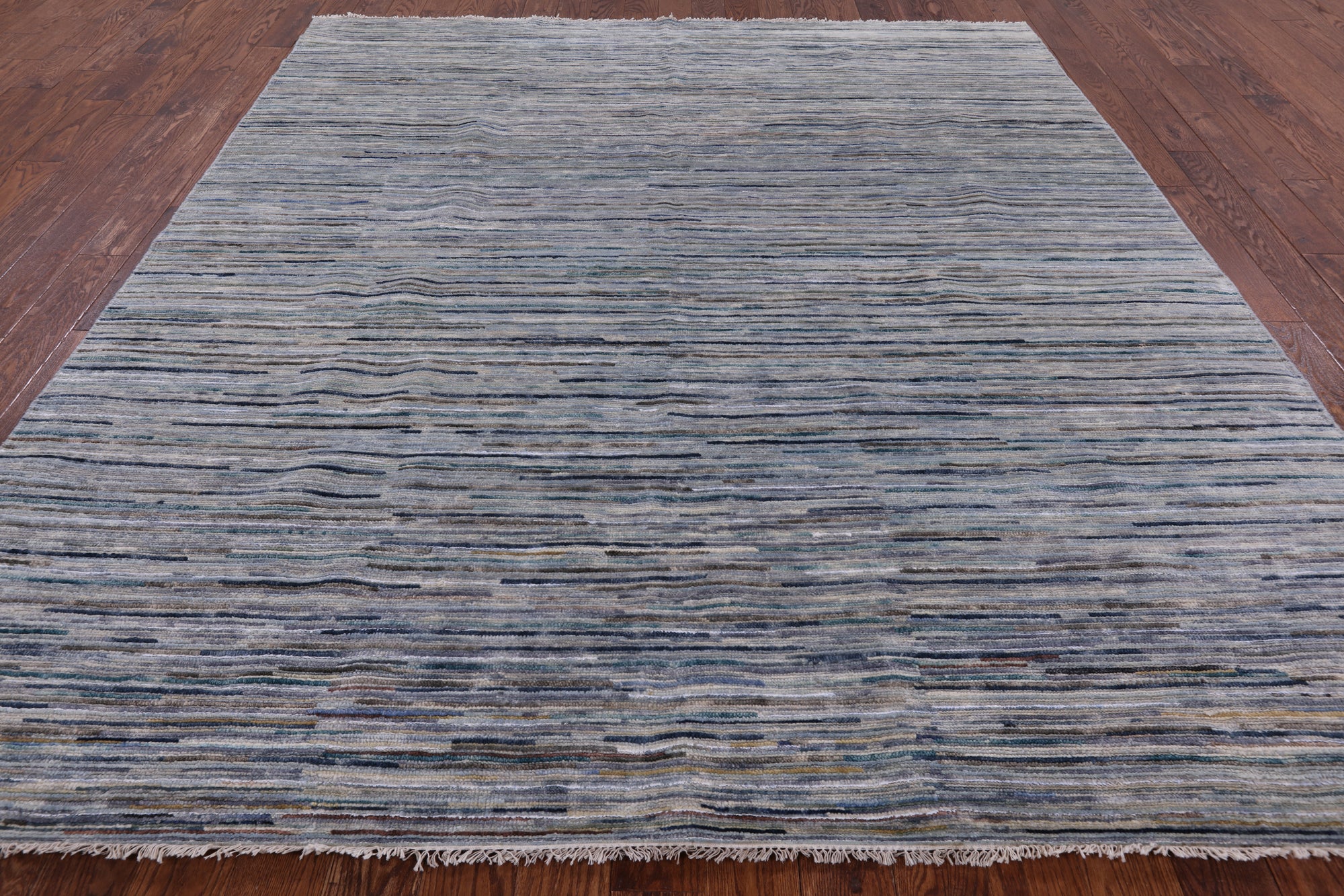Modern Hand Knotted Wool & Silk Area Rug - 8' 10" X 9' 10" - Golden Nile