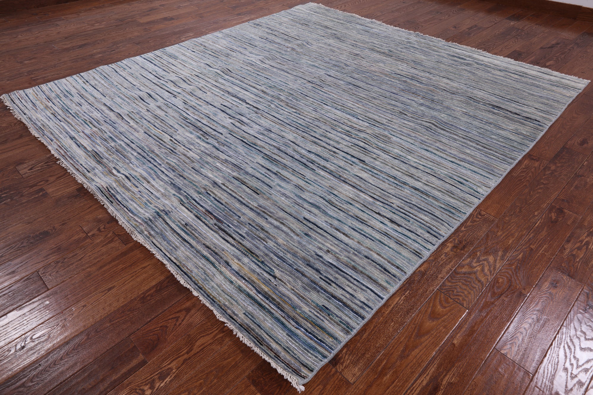 Modern Hand Knotted Wool & Silk Area Rug - 8' 10" X 9' 10" - Golden Nile