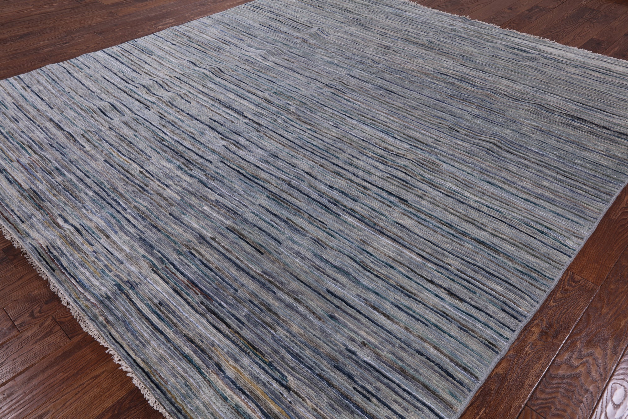 Modern Hand Knotted Wool & Silk Area Rug - 8' 10" X 9' 10" - Golden Nile