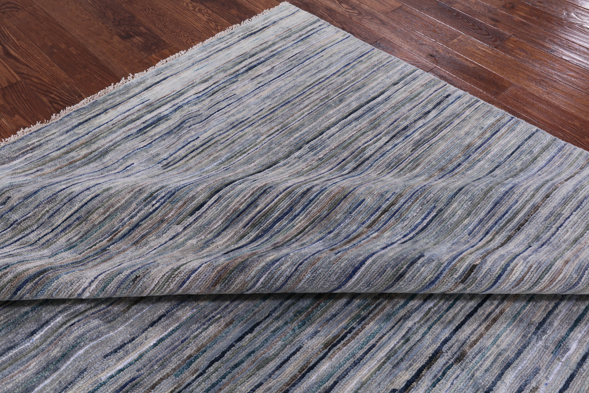 Modern Hand Knotted Wool & Silk Area Rug - 8' 10" X 9' 10" - Golden Nile