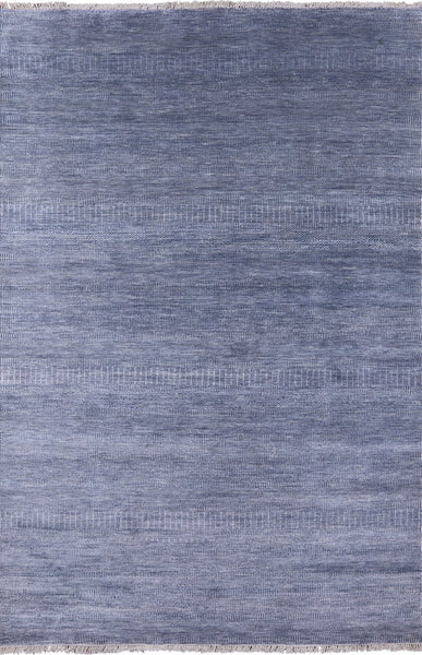 Grey Savannah Grass Handmade Wool & Silk Area Rug - 5' 11" X 9' 1" - Golden Nile