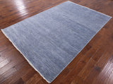 Grey Savannah Grass Handmade Wool & Silk Area Rug - 5' 11" X 9' 1" - Golden Nile