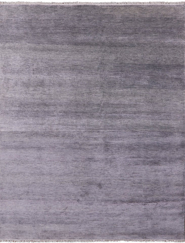 Grey Savannah Grass Handmade Wool & Silk Rug - 8' 0