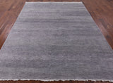 Grey Savannah Grass Handmade Wool & Silk Rug - 8' 0" X 10' 1" - Golden Nile
