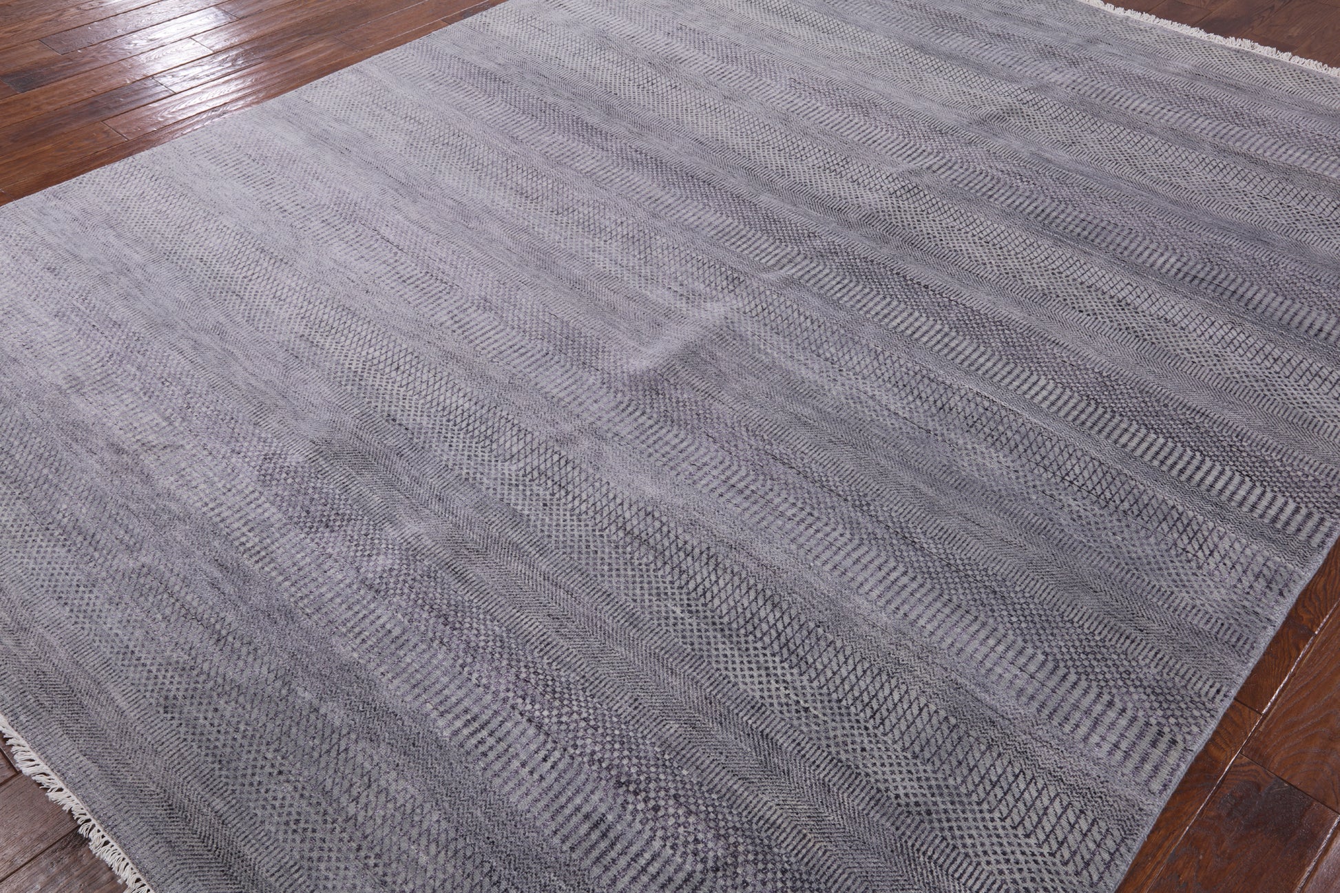 Grey Savannah Grass Handmade Wool & Silk Rug - 8' 0" X 10' 1" - Golden Nile