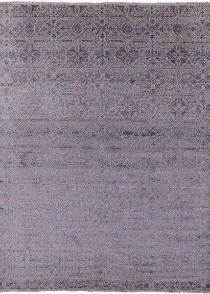 Grey Persian Hand Knotted Wool & Silk Area Rug - 9' 2" X 12' 3" - Golden Nile