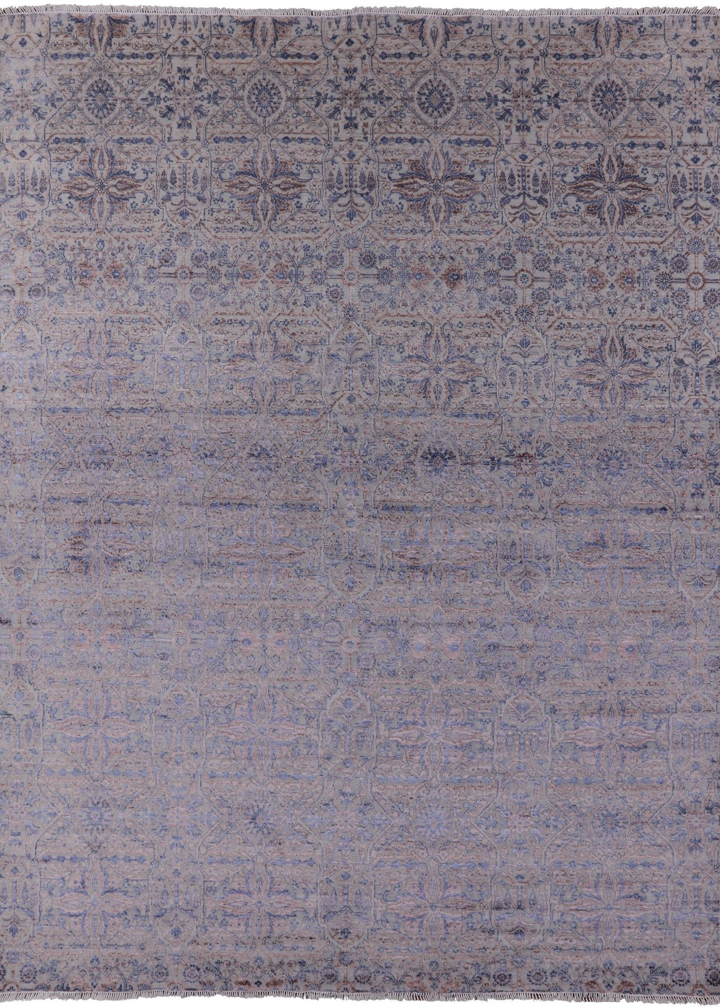Grey Persian Hand Knotted Wool & Silk Area Rug - 9' 2" X 12' 3" - Golden Nile