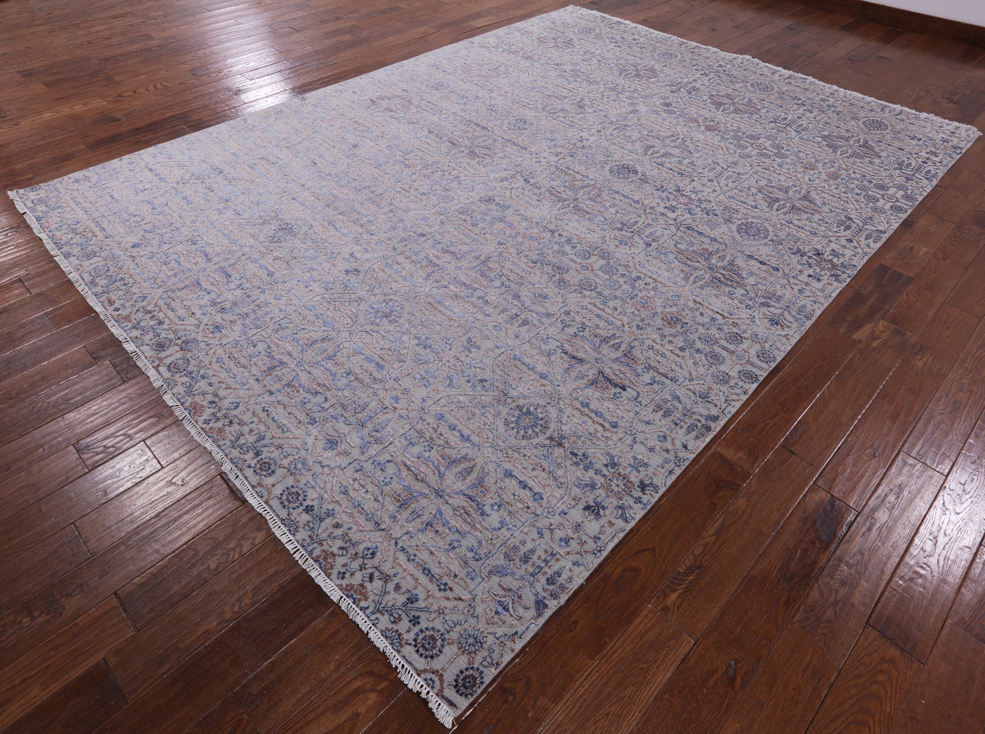Grey Persian Hand Knotted Wool & Silk Area Rug - 9' 2" X 12' 3" - Golden Nile