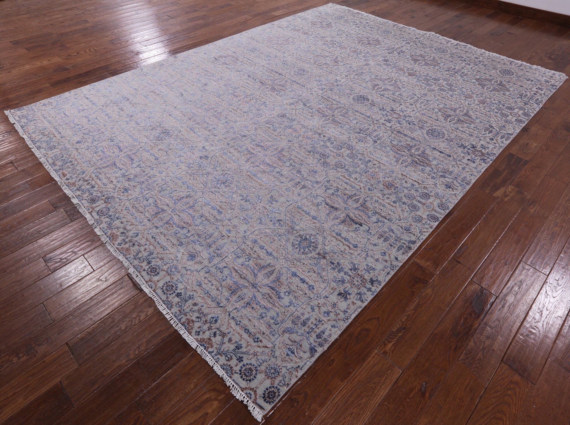 Grey Persian Hand Knotted Wool & Silk Area Rug - 9' 2" X 12' 3" - Golden Nile
