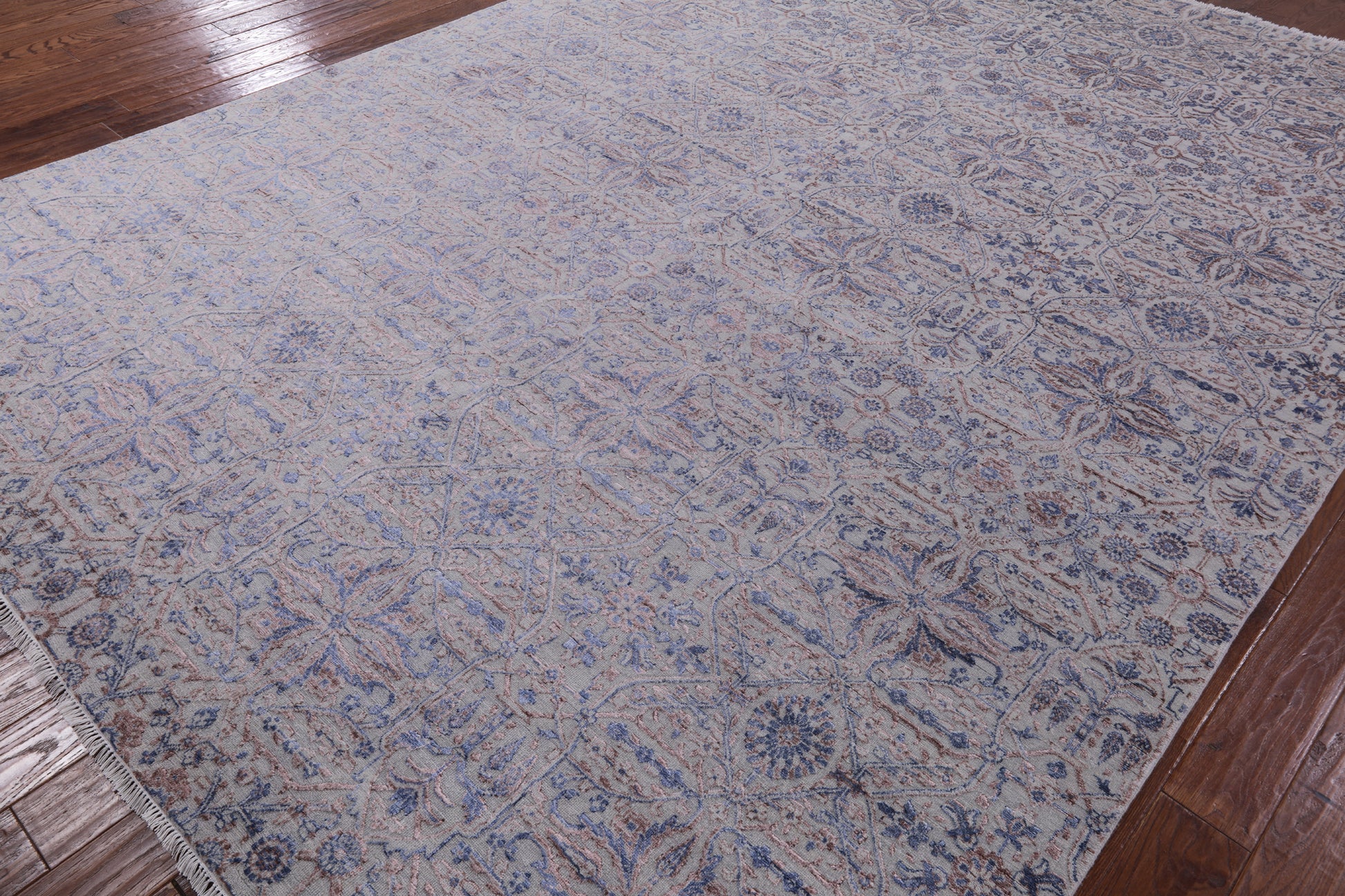 Grey Persian Hand Knotted Wool & Silk Area Rug - 9' 2" X 12' 3" - Golden Nile