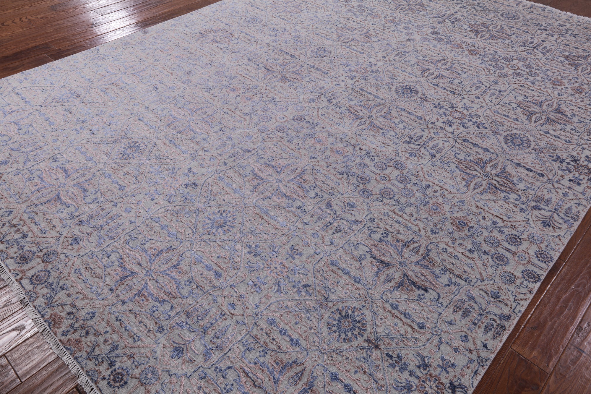Grey Persian Hand Knotted Wool & Silk Area Rug - 9' 2" X 12' 3" - Golden Nile