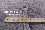 Grey Persian Hand Knotted Wool & Silk Area Rug - 9' 2" X 12' 3" - Golden Nile